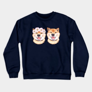 Happy Shiba Inus with Flower Crown Crewneck Sweatshirt